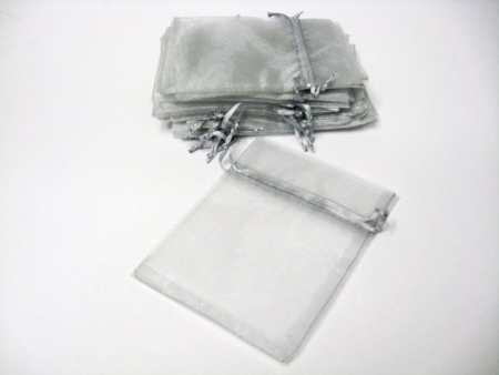 Organza Säckchen Grau mit Zugband 13x10 cm